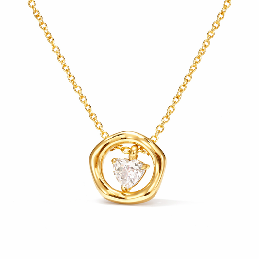 Collar Macarena Dorado Aro con Corazón Acero 316L