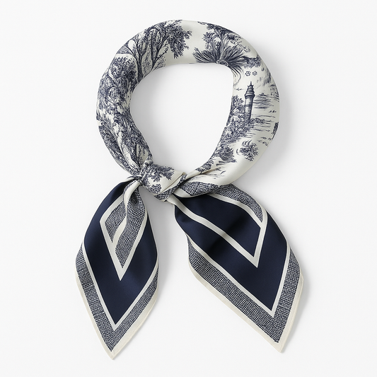 Pañuelo Velour de Seda Clásico Azul Marino – Atemporal