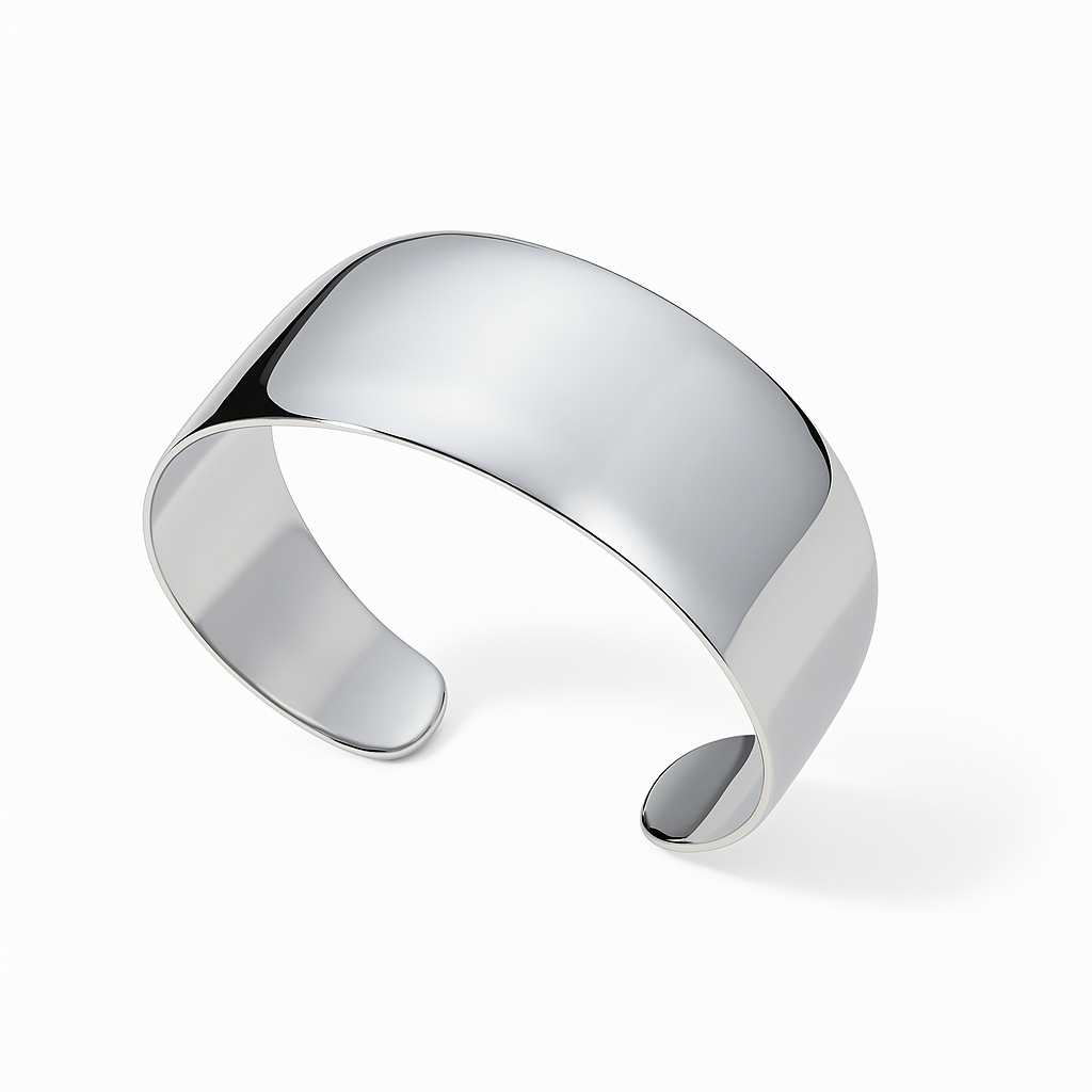 Brazalete Calpe Plateado – Minimalismo en Acero de Titanio