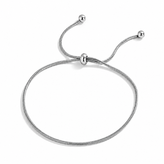 Brazalete Vanity Plateado Ajustable en Acero Inoxidable 316L
