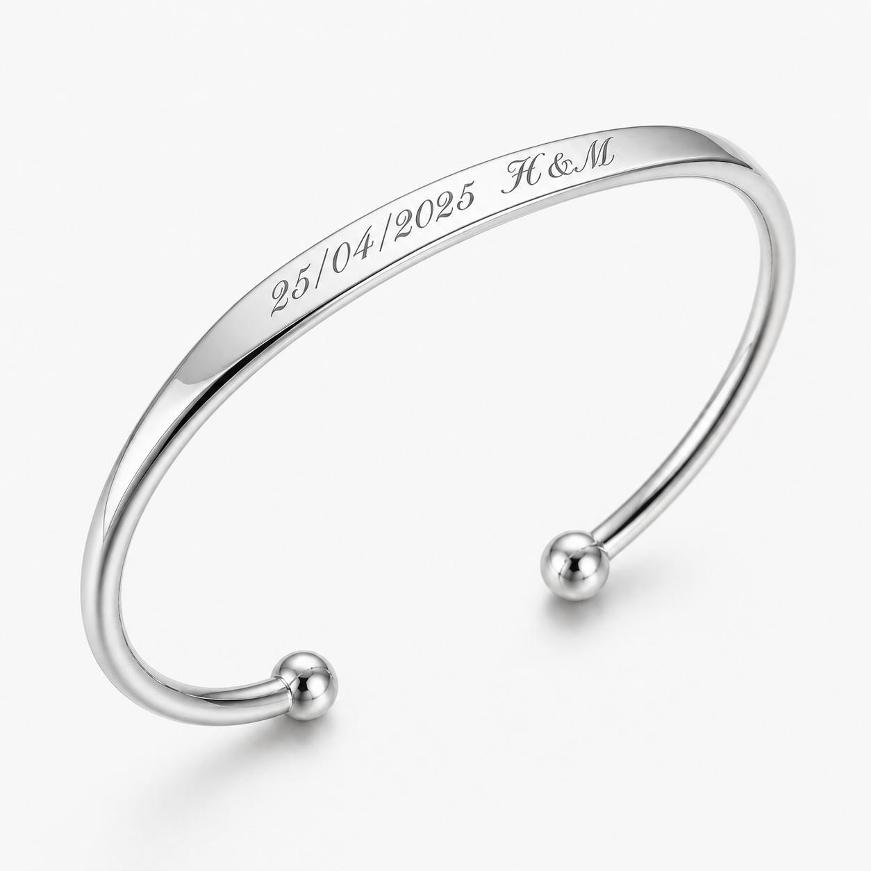 Pulsera Anastasia Plateado Personalizable con Grabado Laser en Acero Inoxidable 316L