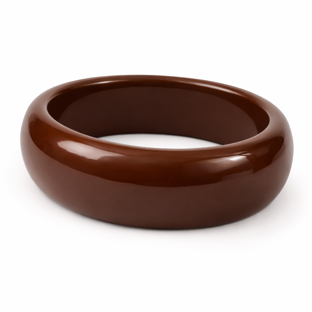 Brazalete Chocolate Grueso y Grande de Resina Pulida
