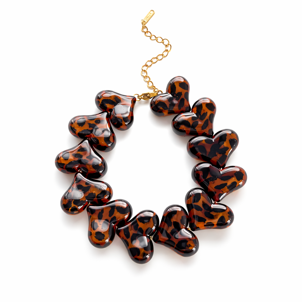 Brazalete Africa de Corazones en Resina Marmoleada Carey