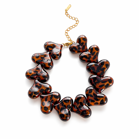 Brazalete Africa de Corazones en Resina Marmoleada Carey