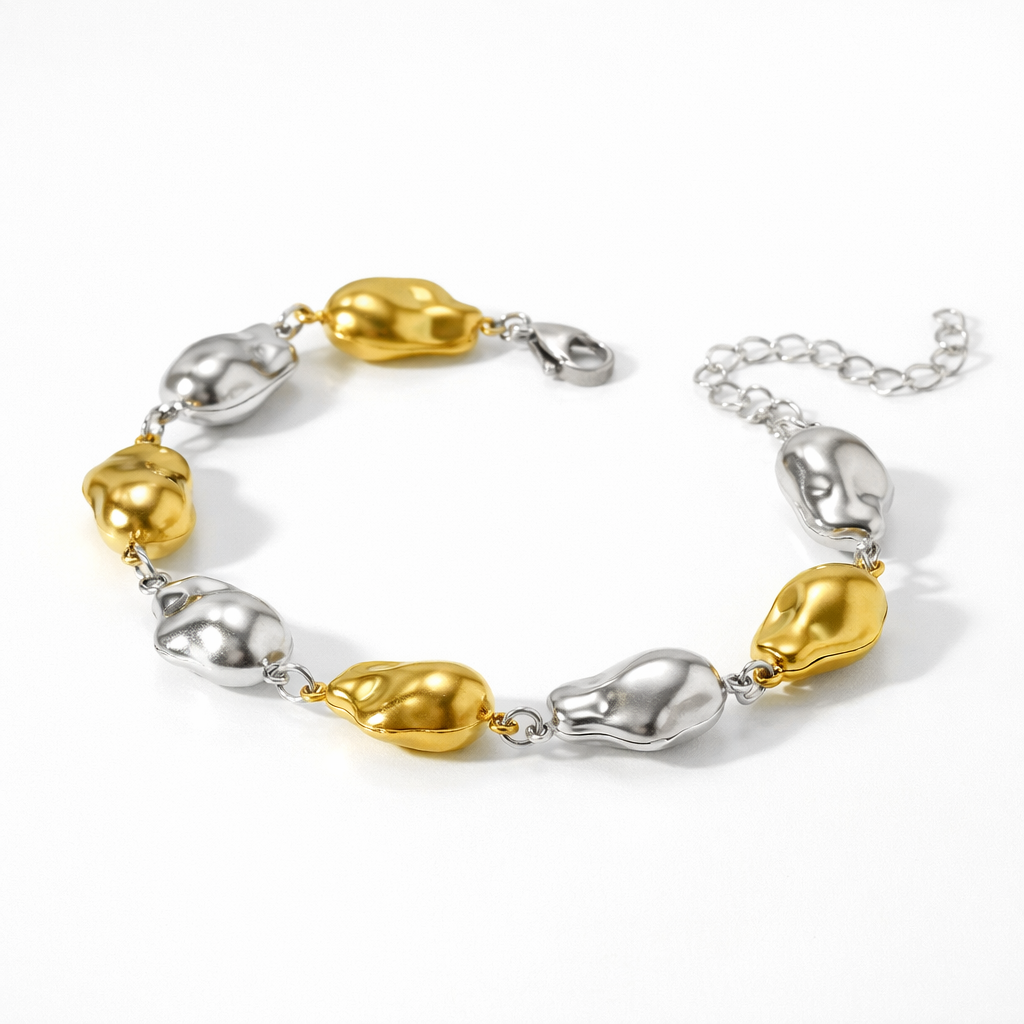 Brazalete Valentín Bicolor Dorado y Plateado