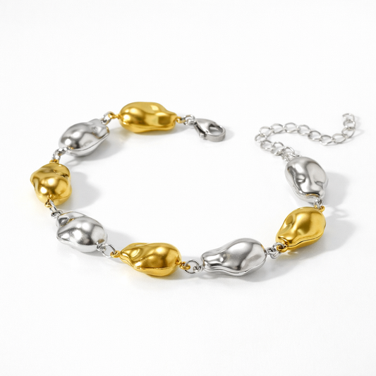 Brazalete Valentín Bicolor Dorado y Plateado