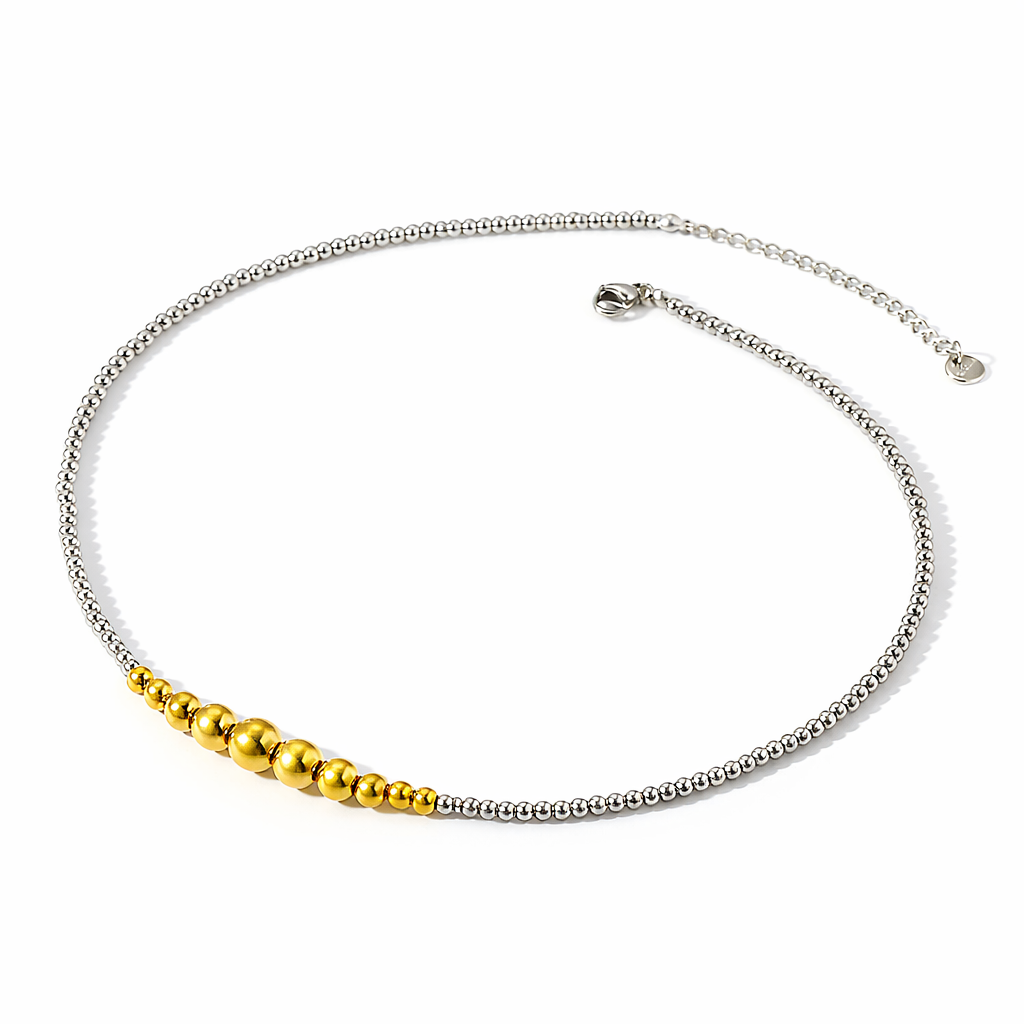 Collar Kikki Esferas Dorado y Plateado Acero 316L