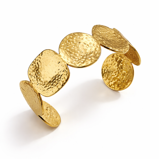 Brazalete Mediterráneo Dorado Martillado