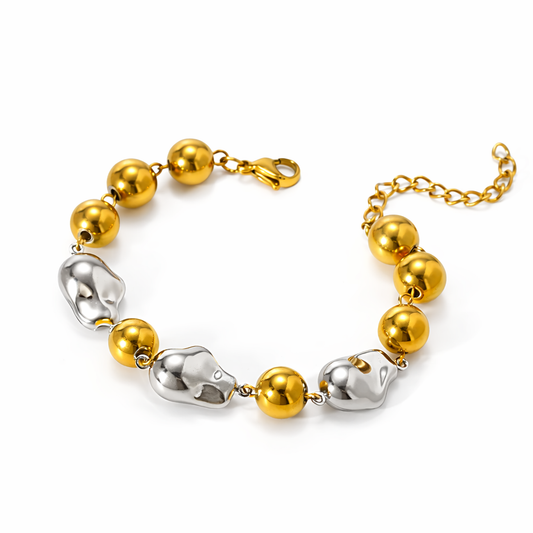 Brazalete Merlina Bicolor Dorado y Plateado