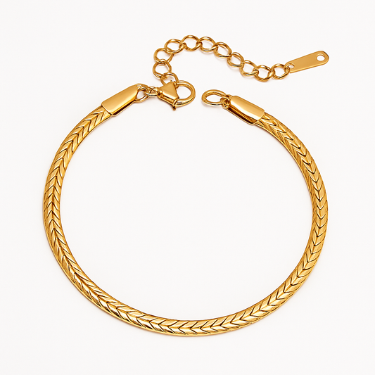 Brazalete Toscana de Acero de Titanio – Dorado con Diseño Entrelazado, Minimalista y Moderno