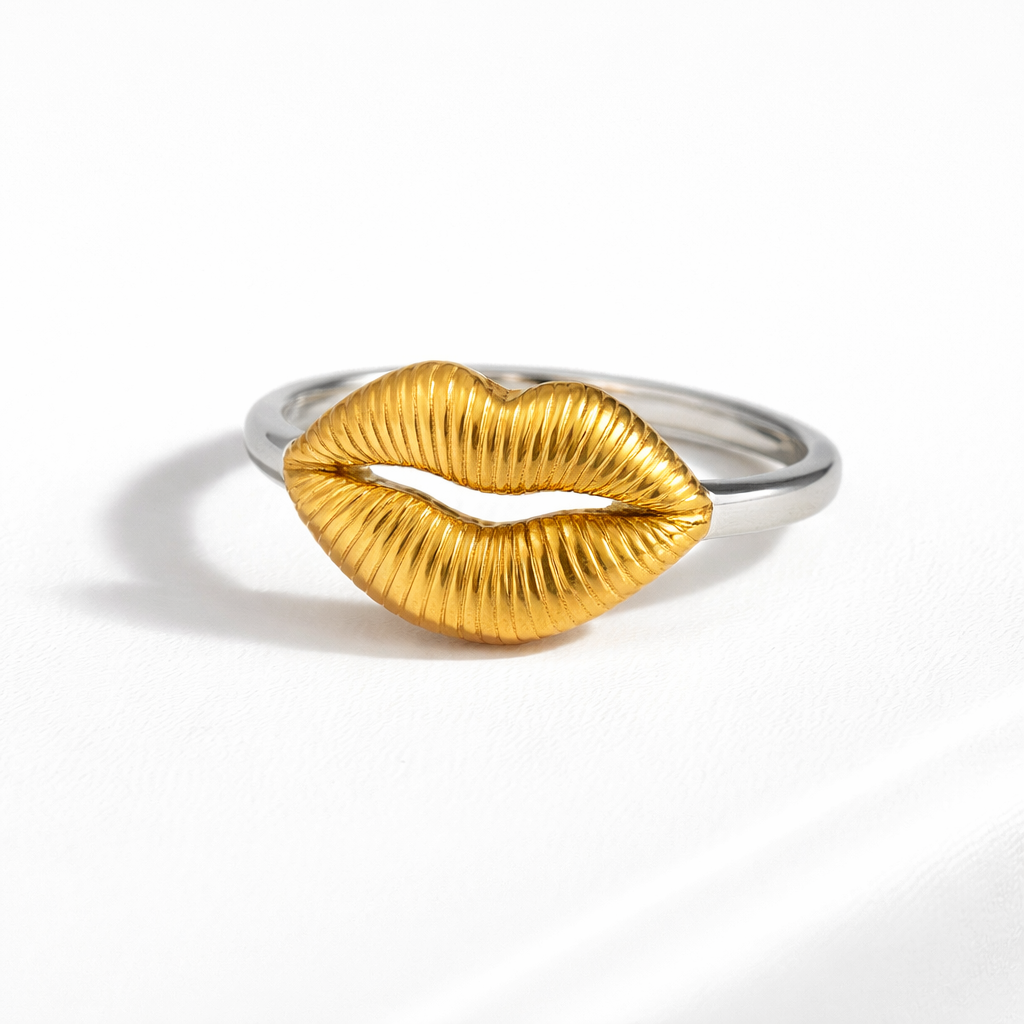 Anillo Labio Ajustable Bicolor Dorado y Plateado