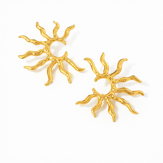 Aretes Sol Dorados Grandes