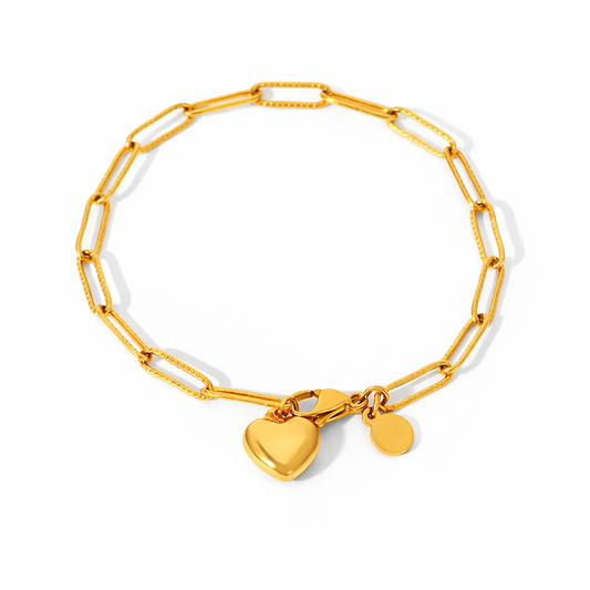 Brazalete Amor Dorado Tipo Paper Clip
