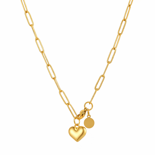 Collar Amor Dorado Tipo Paper Clip