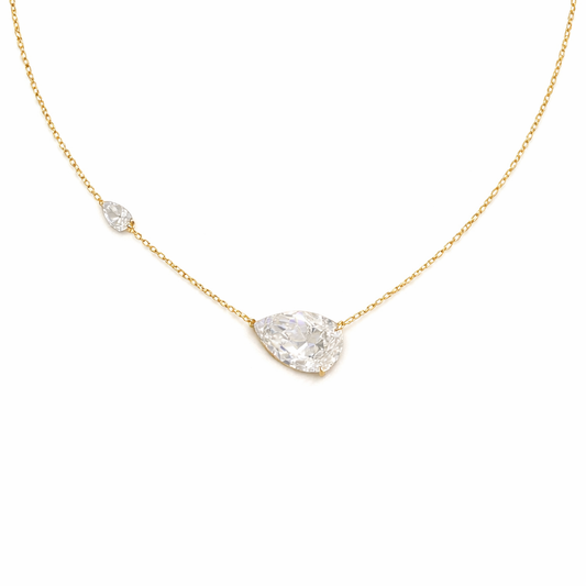 Collar Brillante Dorado con Dije Gota de Cristal