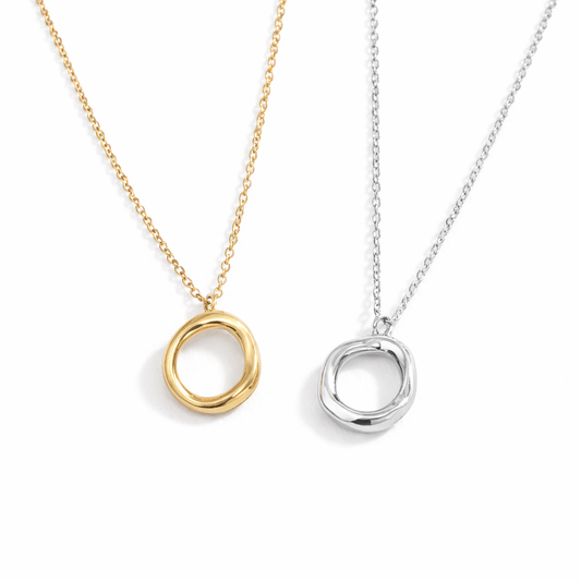 Collar Altea Dorado y Plateado con Aro Orgánico