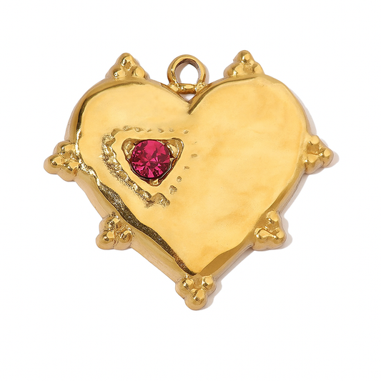 Charm Corazón Vintage con Perla Rosada – Acero de Titanio para Personalizar Joyería