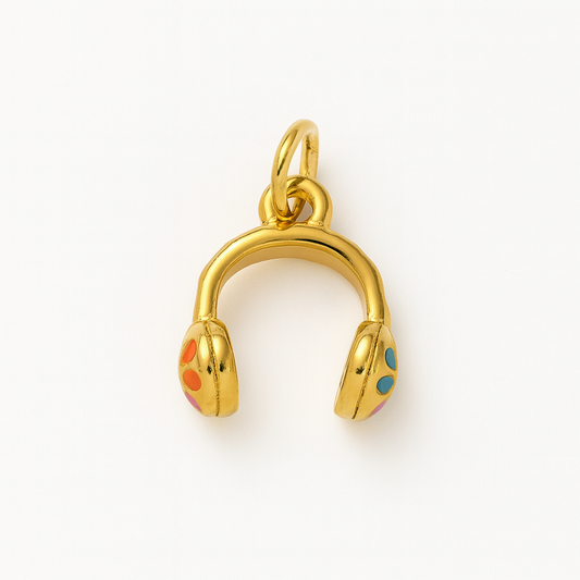 Charm Audífonos Dorados Mini – Joyería en Acero de Titanio