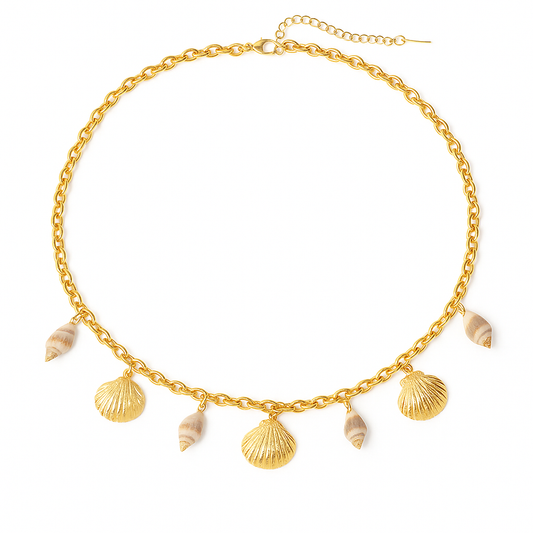 Collar La Concha Dorado y Plateado – Inspiración Marina con Conchas y Caracoles Naturales
