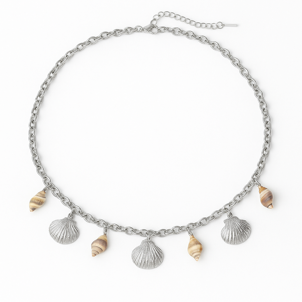 Collar La Concha Dorado y Plateado – Inspiración Marina con Conchas y Caracoles Naturales