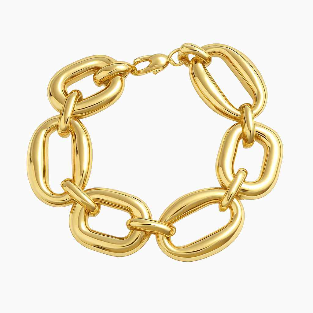 Brazalete Mamba Dorado – Diseño Contemporáneo de Eslabones Grandes en Titanio