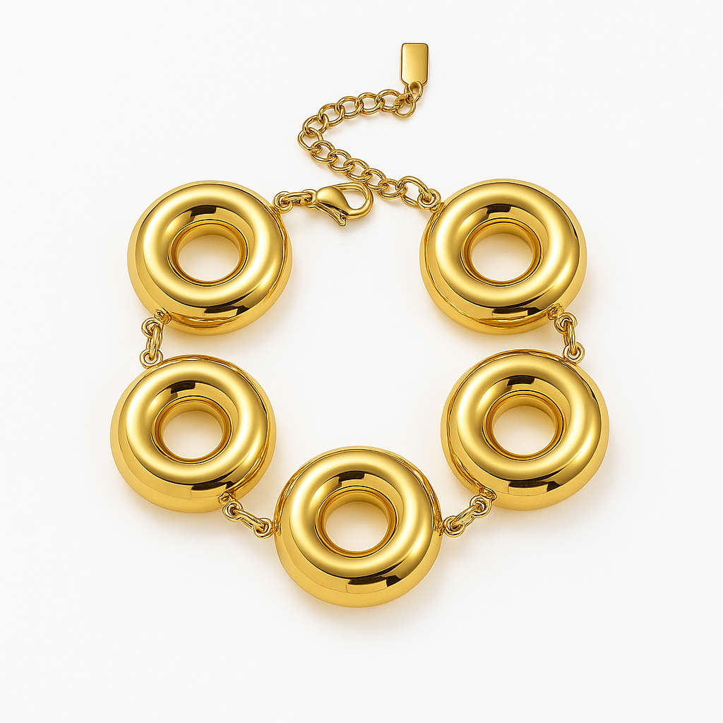 Brazalete Mamba Dorado – Diseño Contemporáneo de Eslabones Grandes en Titanio