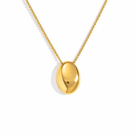 Collar Medalla Grande  Dorado y Plateado con Dije Ovalado Espejo