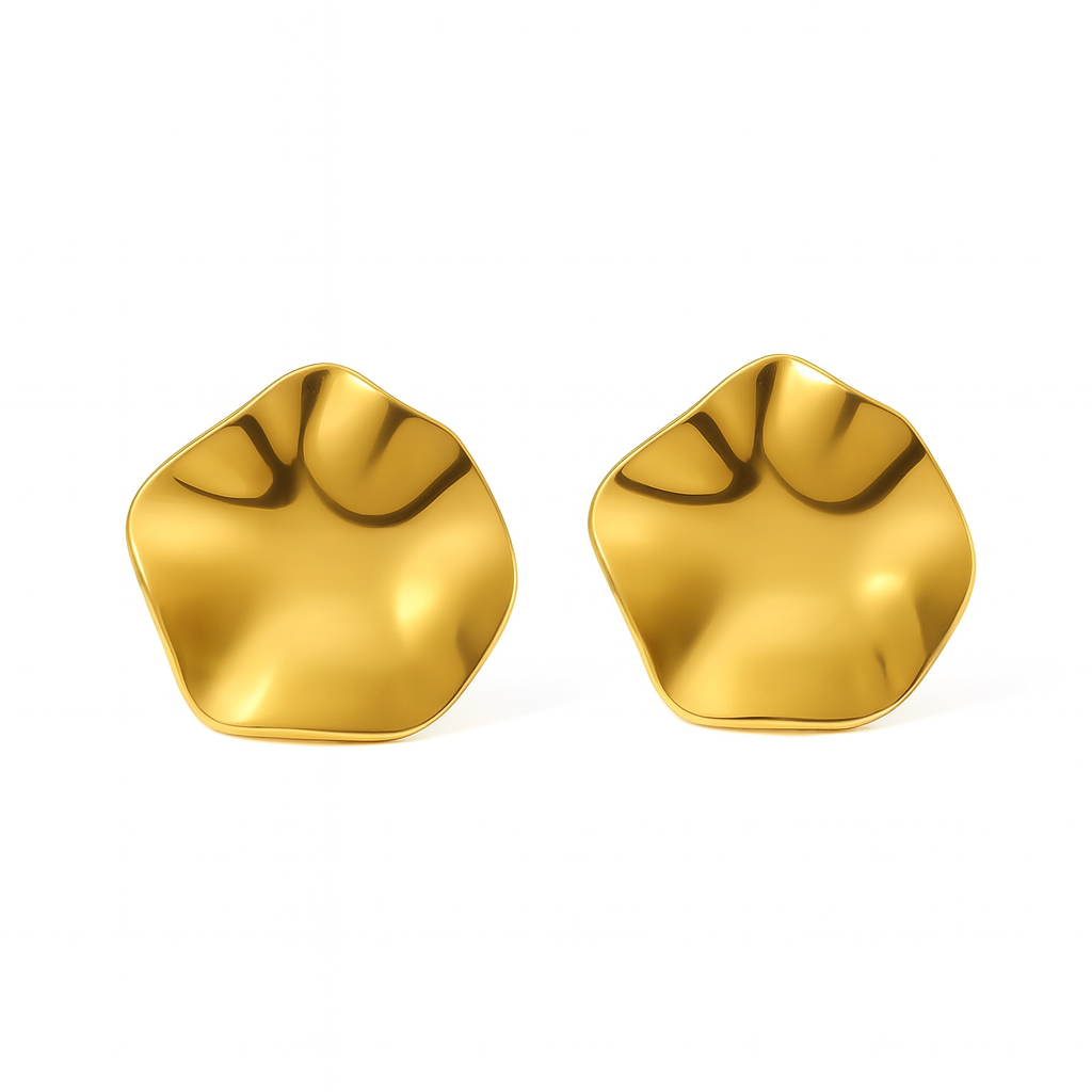 Aretes Glioli – Diseño Escultórico y Contemporáneo en Dorado Espejo