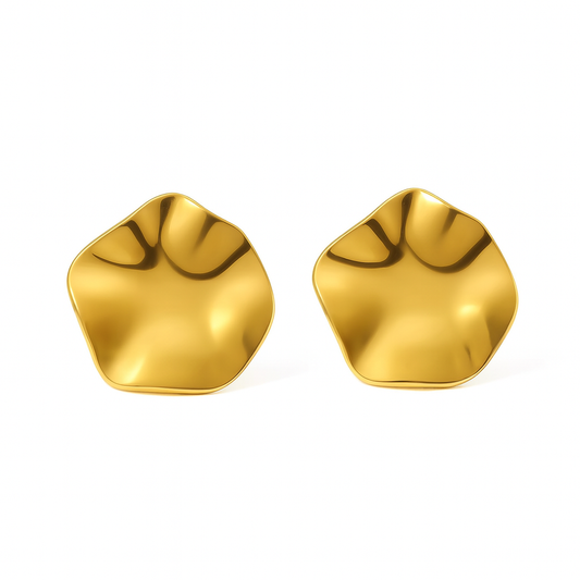 Aretes Glioli – Diseño Escultórico y Contemporáneo en Dorado Espejo