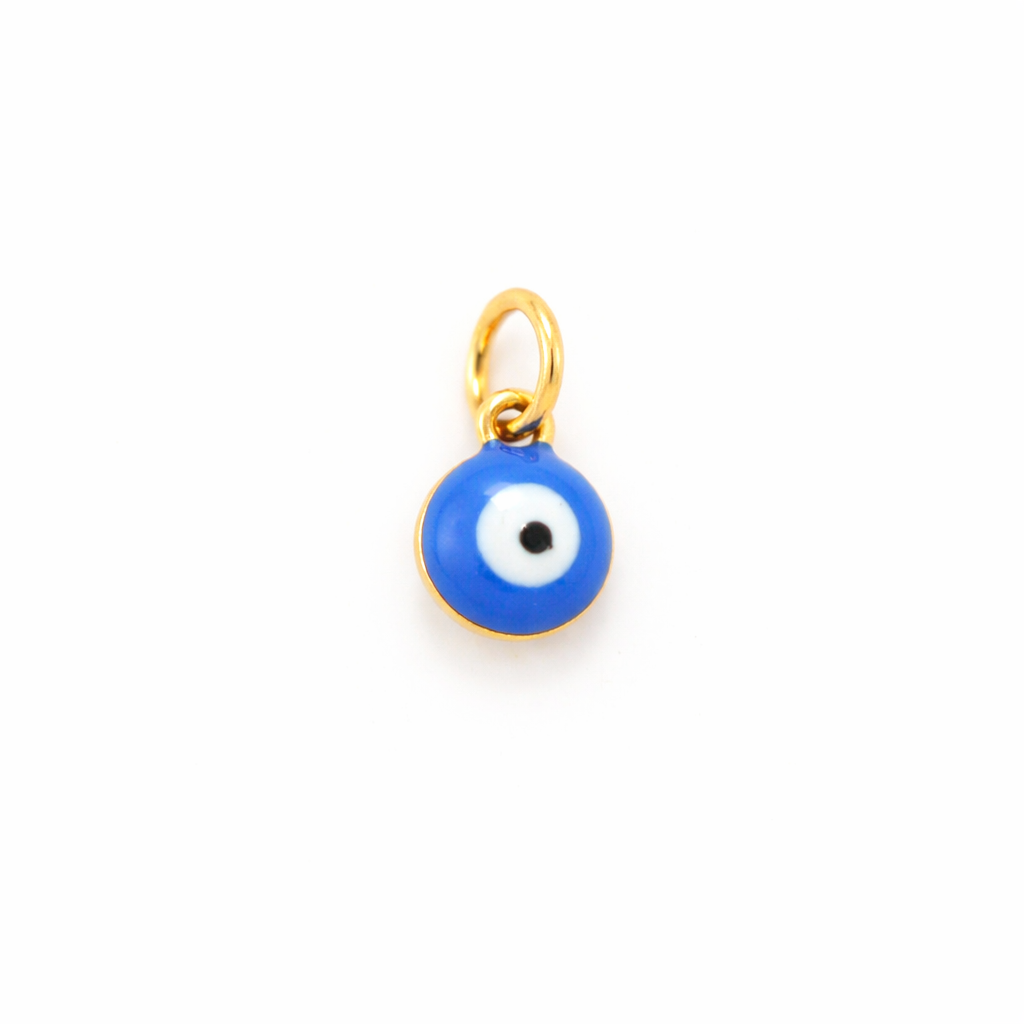 Charm Ojo Protector Azul Dorado Acero 316L