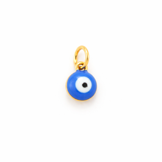 Charm Ojo Protector Azul Dorado Acero 316L