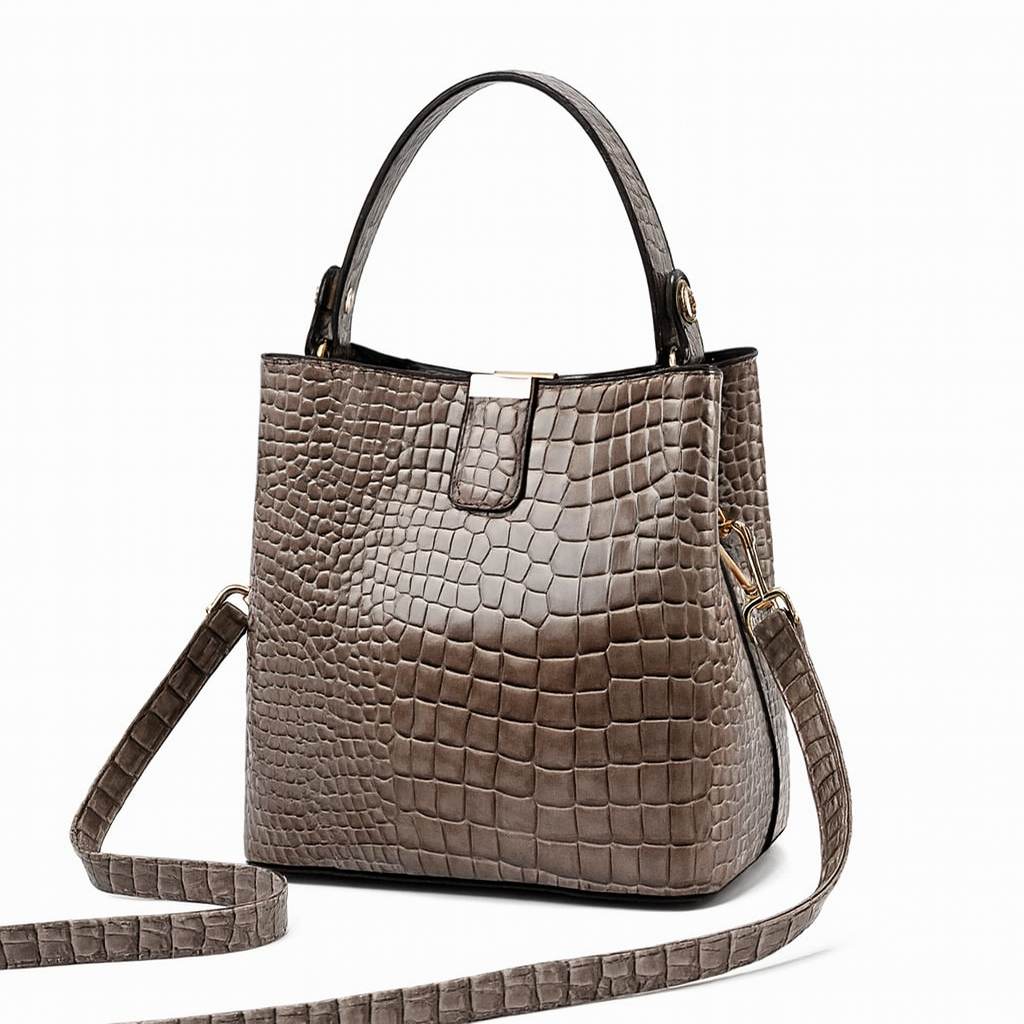 Bolso Ibérico Efecto Cocodrilo – Con Doble Asa y Correa Ajustable