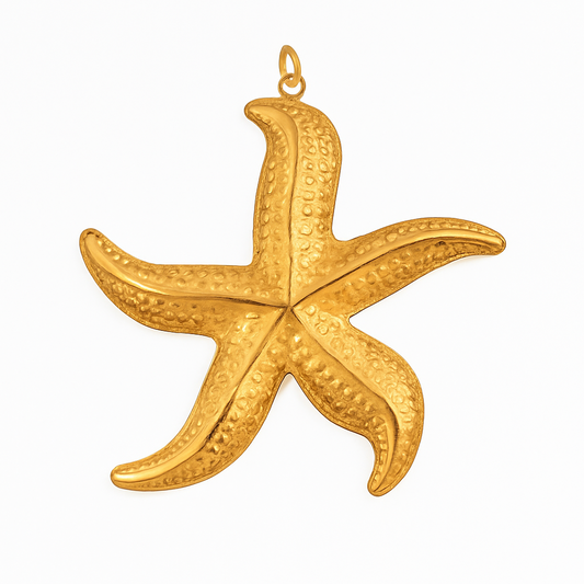 Charm Estrella de Mar Dorada – Acero de Titanio Hipoalergénico, Resistente al Agua