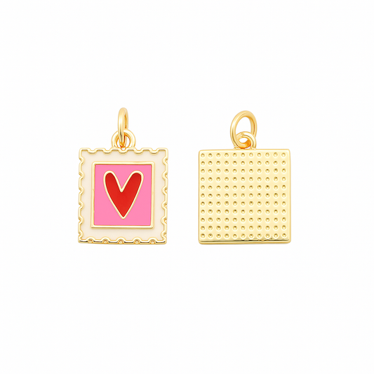 Charm Carta de Corazón – Mensaje de Amor en Acero de Titanio Dorado