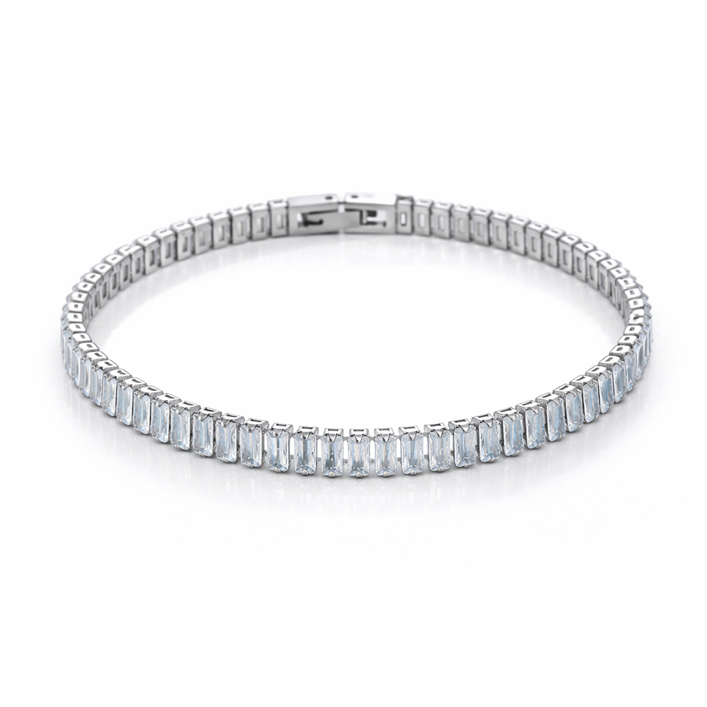 Brazalete Anna Dorado con Circonias Baguette Dorado y Plateado