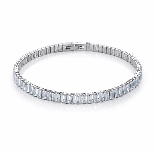 Brazalete Anna Dorado con Circonias Baguette Dorado y Plateado