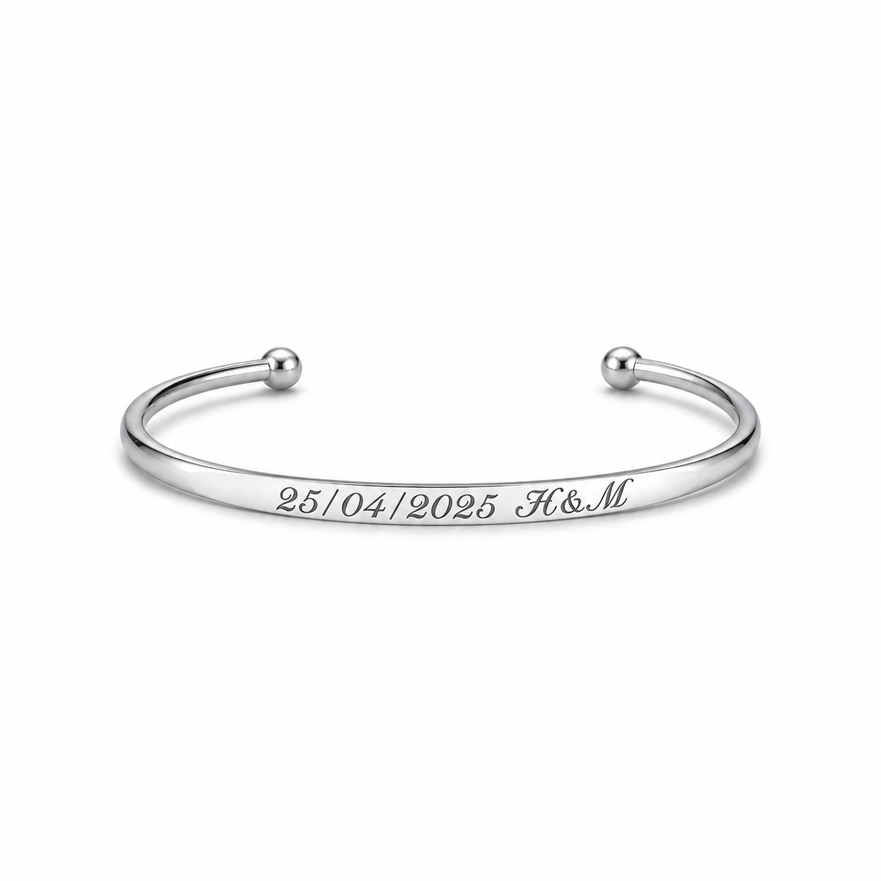 Pulsera Anastasia Plateado Personalizable con Grabado Laser en Acero Inoxidable 316L