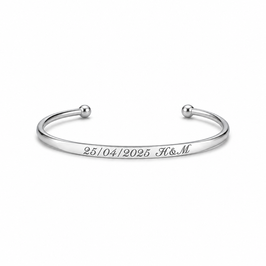 Pulsera Anastasia Plateado Personalizable con Grabado Laser en Acero Inoxidable 316L