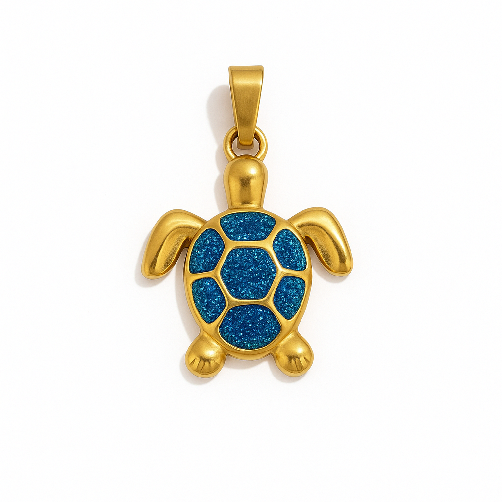 Charm Tortuga Dorada – Diseño en Titanio con Esmalte Brillante y Detalles Pulidos