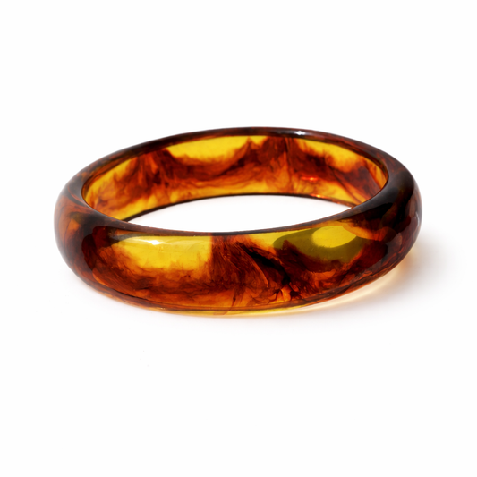 Brazalete Madrileño de Resina Marmoleada Ámbar, Miel y Carey