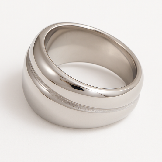 Anillo Grueso de Acero de Titanio con Banda Texturizada Joya Minimalista