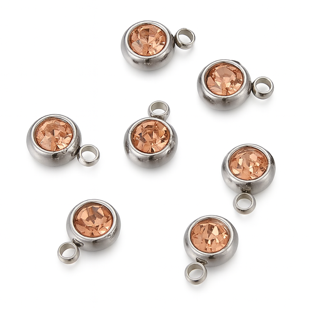 Charm Perla Rosa, Campagne, Mar Azul y Blanco Reluciente – Elegancia Delicada en Plateado