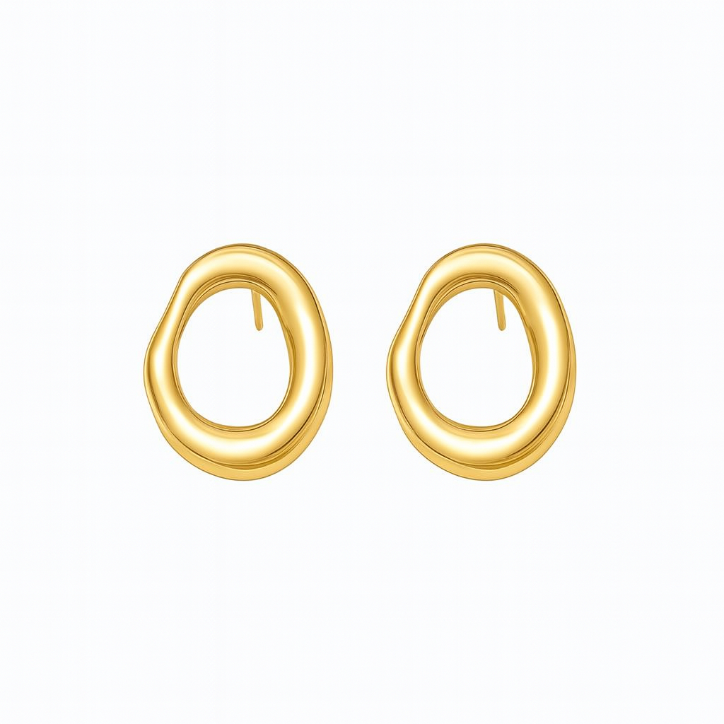 Aretes Circle – Diseño Orgánico en Titanio Dorado y Plateado con Estilo Contemporáneo