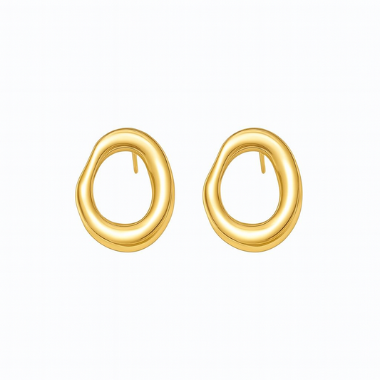 Aretes Circle – Diseño Orgánico en Titanio Dorado y Plateado con Estilo Contemporáneo