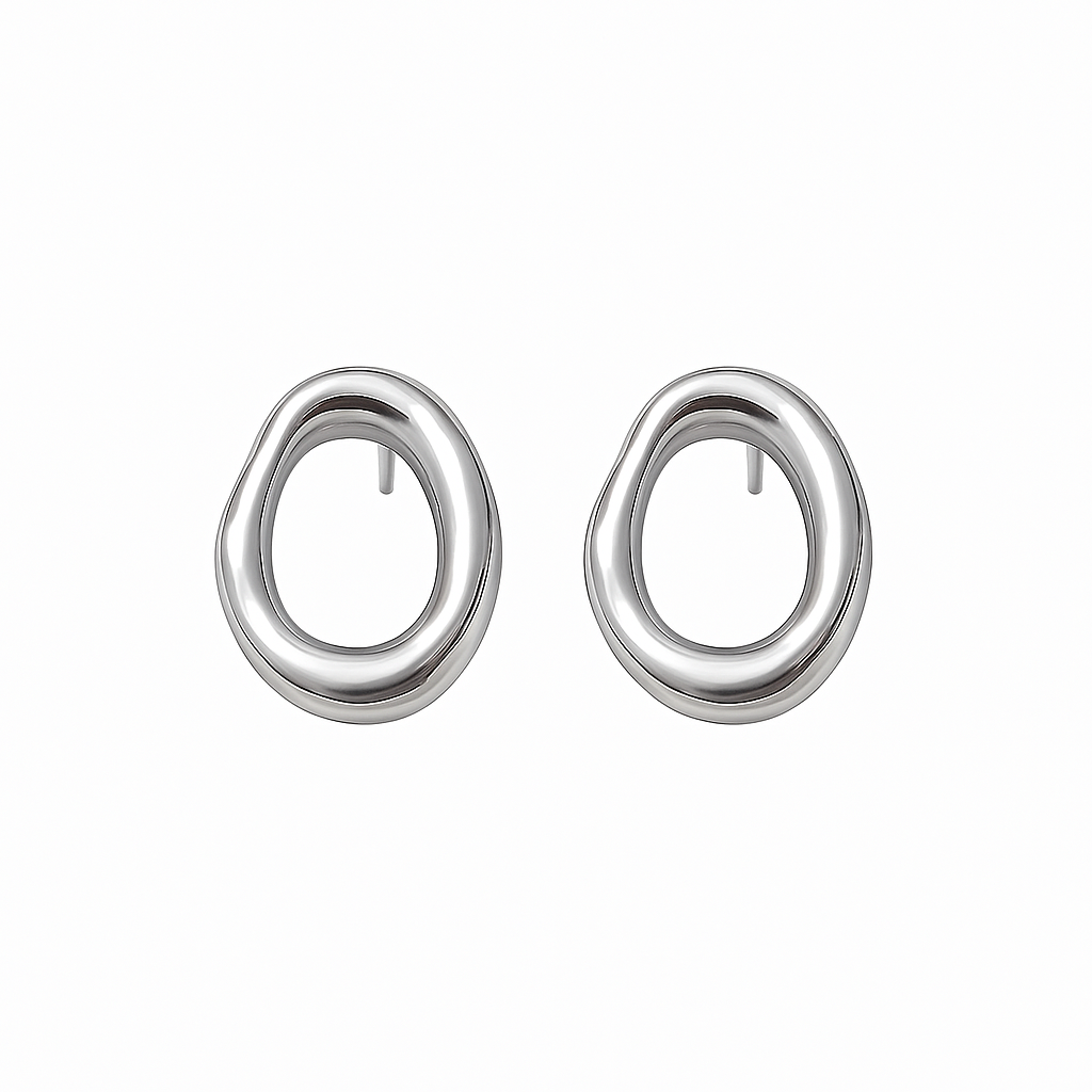 Aretes Circle – Diseño Orgánico en Titanio Dorado y Plateado con Estilo Contemporáneo