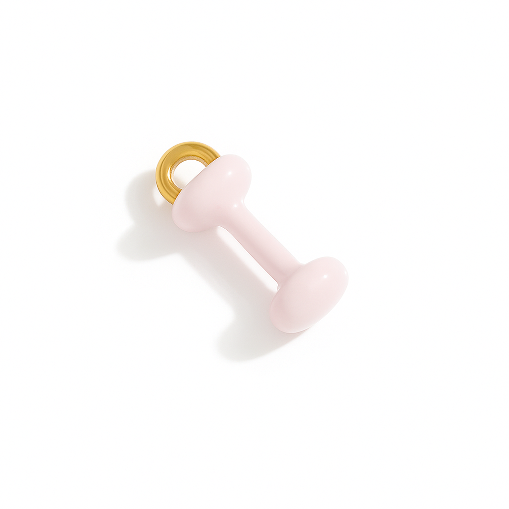 Charm Mini Mancuerna Pastel Dorado – Diseño Moderno en Titanio con Esmalte Multicolor y Acabado Brillante
