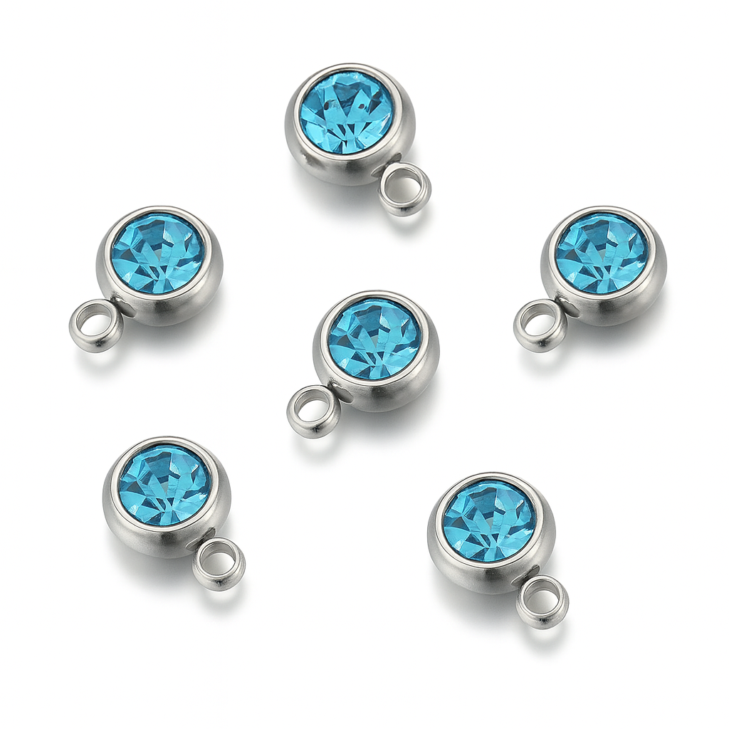 Charm Perla Rosa, Campagne, Mar Azul y Blanco Reluciente – Elegancia Delicada en Plateado