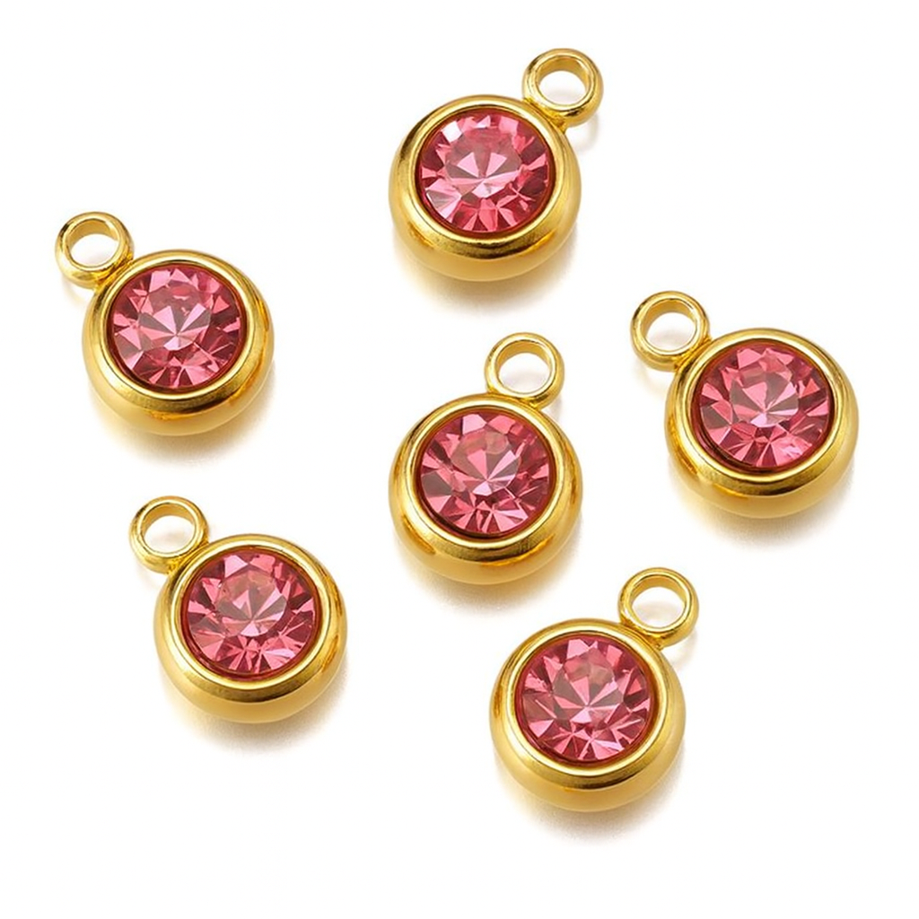 Charm Perla Azul Mar, Rojo Pasión, Rosa, Verde Esmeralda y Blanco Reluciente – Elegancia Delicada en Acero Dorado