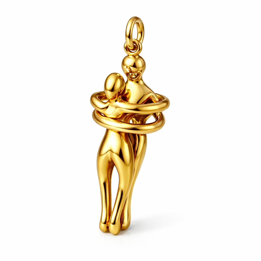 Charm Pareja Abrazados Dorado Escultural