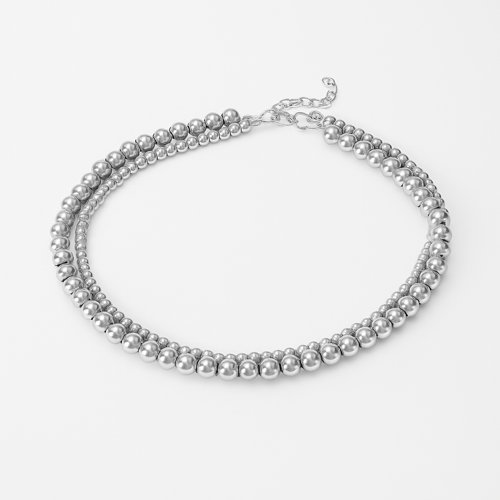 Collar Verenice – Diseño de Doble Capa con Esferas Doradas Pulidas y Volumen Sofisticado